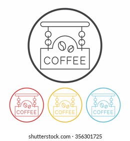 coffee shop sign line icon