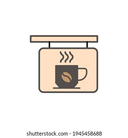 Coffee shop signboard icon in color icon, isolated on white background 