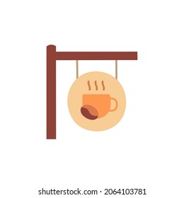 Coffee shop signboard icon in color icon, isolated on white background 