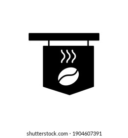 Icono de tablero de anuncios de la cafetería en forma plana y sólida icono de glifo, aislado en fondo blanco 