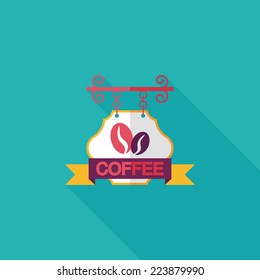 Coffee shop signs flat icon with long shadow,eps10