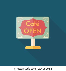 Coffee shop signs flat icon with long shadow,eps10