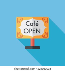 Coffee shop signs flat icon with long shadow,eps10