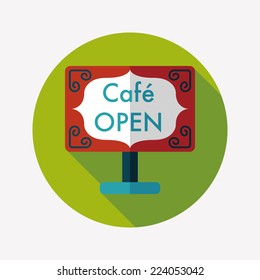 Coffee shop signs flat icon with long shadow,eps10