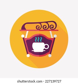 Coffee shop signs flat icon with long shadow,eps10