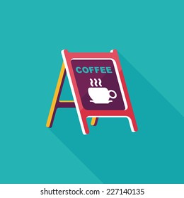 Coffee shop signs flat icon with long shadow,eps10