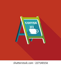 Coffee shop signs flat icon with long shadow,eps10