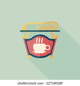 Coffee shop signs flat icon with long shadow,eps10