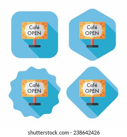 Coffee shop signs flat icon with long shadow, eps10
