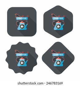 Coffee shop signs flat icon with long shadow,eps10