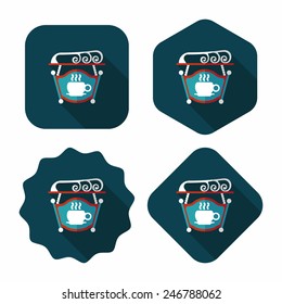 Coffee shop signs flat icon with long shadow,eps10