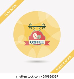 Coffee shop signs flat icon with long shadow,eps10