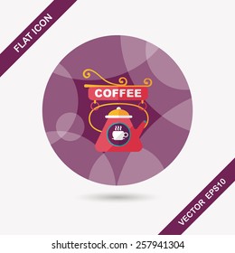 Coffee shop signs flat icon with long shadow,eps10