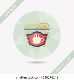 Coffee shop signs flat icon with long shadow,eps10