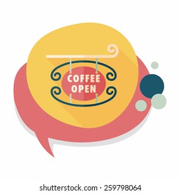Coffee shop signs flat icon with long shadow,eps10