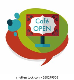 Coffee shop signs flat icon with long shadow,eps10