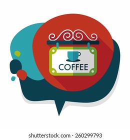Coffee shop signs flat icon with long shadow,eps10