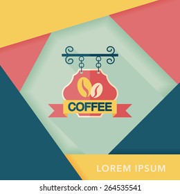 Coffee shop signs flat icon with long shadow,eps10