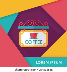 Coffee shop signs flat icon with long shadow,eps10