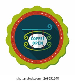 Coffee shop signs flat icon with long shadow,eps10