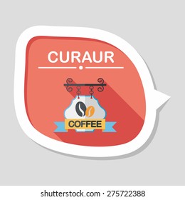 Coffee shop signs flat icon with long shadow,eps10