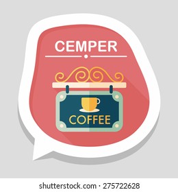 Coffee shop signs flat icon with long shadow,eps10