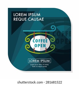 Coffee shop signs flat icon with long shadow,eps10
