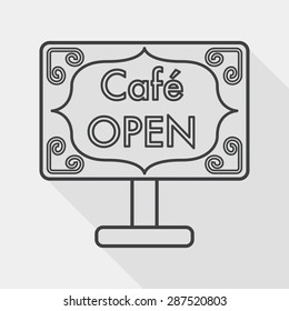 Coffee shop signs flat icon with long shadow, line icon