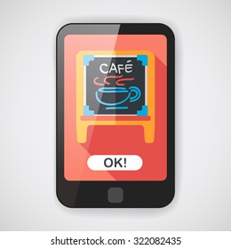 Coffee shop signs flat icon with long shadow,eps10