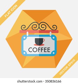 Coffee shop signs flat icon with long shadow,eps10