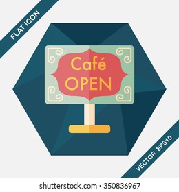 Coffee shop signs flat icon with long shadow,eps10