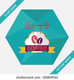 Coffee shop signs flat icon with long shadow,eps10