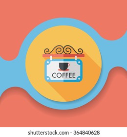 Coffee shop signs flat icon with long shadow,eps10