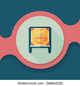 Coffee shop signs flat icon with long shadow,eps10