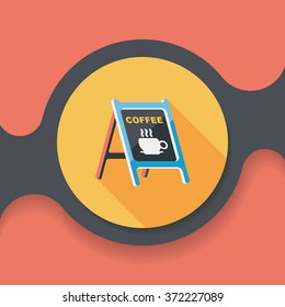 Coffee shop signs flat icon with long shadow,eps10
