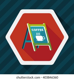 Coffee shop signs flat icon with long shadow,eps10