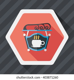 Coffee shop signs flat icon with long shadow,eps10