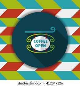 Coffee shop signs flat icon with long shadow,eps10
