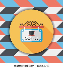 Coffee shop signs flat icon with long shadow,eps10