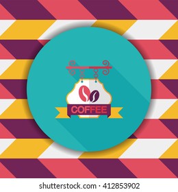 Coffee shop signs flat icon with long shadow,eps10