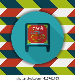 Coffee shop signs flat icon with long shadow,eps10