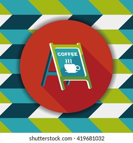 Coffee shop signs flat icon with long shadow,eps10