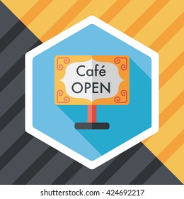 Coffee shop signs flat icon with long shadow,eps10