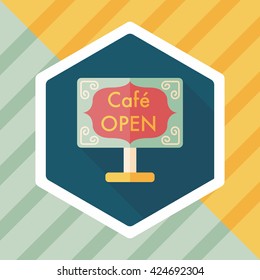 Coffee shop signs flat icon with long shadow,eps10