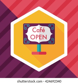 Coffee shop signs flat icon with long shadow,eps10