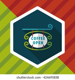 Coffee shop signs flat icon with long shadow,eps10