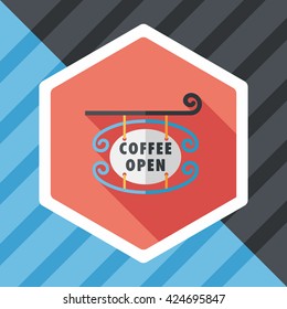 Coffee shop signs flat icon with long shadow,eps10