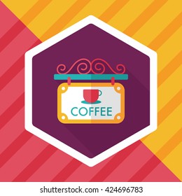 Coffee shop signs flat icon with long shadow,eps10