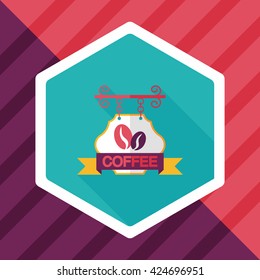 Coffee shop signs flat icon with long shadow,eps10