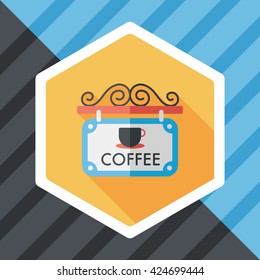 Coffee shop signs flat icon with long shadow,eps10